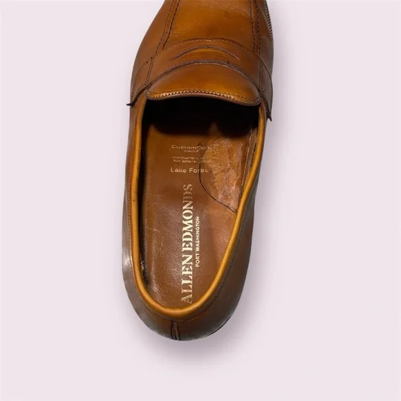Allen Edmonds Lake Forest Penny Loafer Walnut Leather Slip  display picture 1